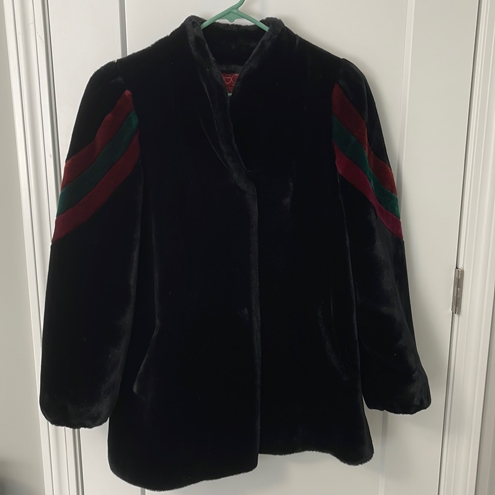 Sasson Borgazia Vintage 80s Faux Fur Sasson Jacket Coat Size 12